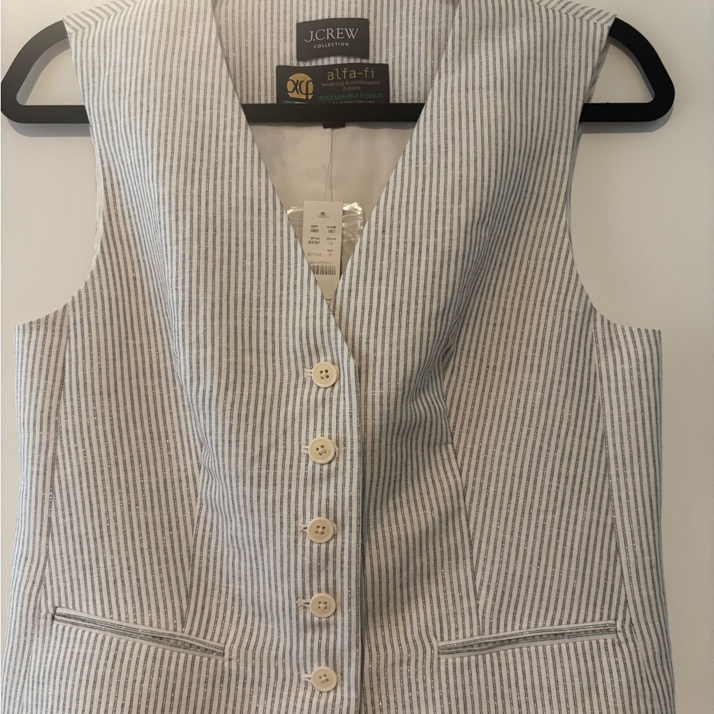 J.Crew Collection Linen Vest with silver threads